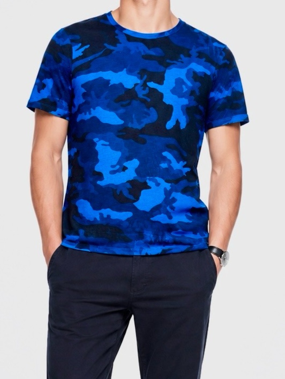 BANANA REPUBLIC Vintage Tee Organic Cotton Blue Camo Short-Sleeve T-Shirt